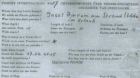 Century-old message in a bottle washes up in Germany